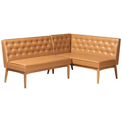 Baxton Studio Riordan Tufted Tan 2-piece Dining Nook Banquette Set In Brown