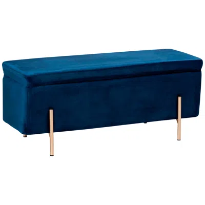 Baxton Studio Rockwell Navy Blue Velvet Storage Bench