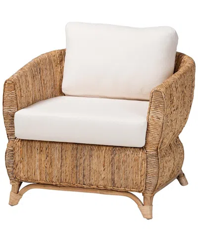 Baxton Studio Roma Rattan & Seagrass Armchair With Cushions