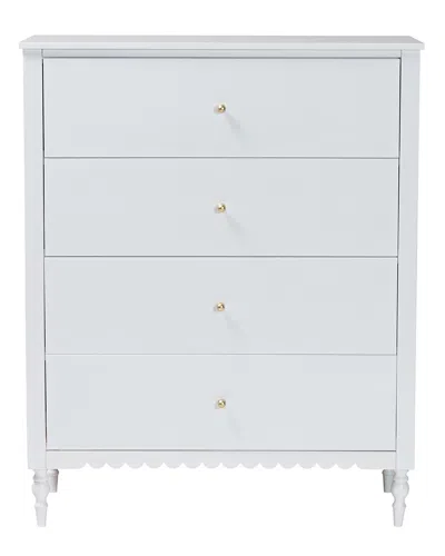 Baxton Studio Roni Modern 4-drawer Chest With Scalloped Edges In Gray