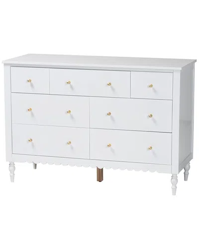 Baxton Studio Roni Modern 7-drawer Dresser With Scalloped Edges In White
