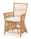 Baxton Studio Rose Upholstered Rattan Armchair In White