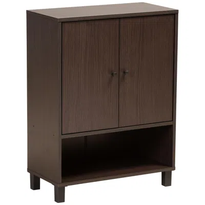 Baxton Studio Rossin 23 1/2"w 2-door Dark Brown Open Bottom Shoe Cabinet