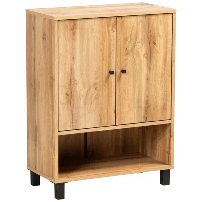 Baxton Studio Rossin 23 1/2"w 2-door Oak Brown Open Bottom Shoe Cabinet
