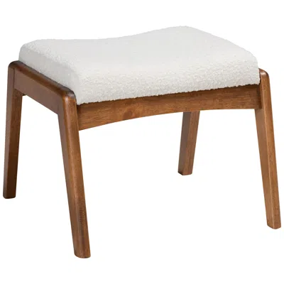 Baxton Studio Roxy Off-white Boucle Fabric Ottoman/footstool In Multi