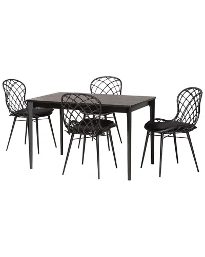 Baxton Studio Sabelle Modern Bohemian Rattan 5pc Dining Set In Black
