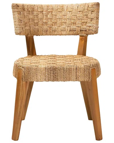 Baxton Studio Sabit Bohemian Seagrass & Mahogany Wood Dining Chair