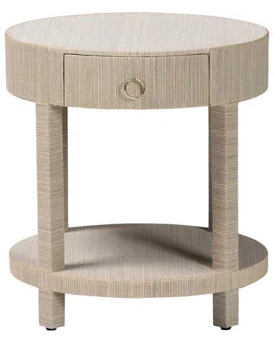 Baxton Studio Sadia Bohemian Woven Grasscloth 1-drawer Nightstand In Neutral