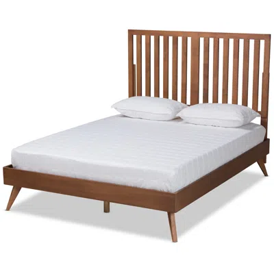 Baxton Studio Saki Walnut Brown Queen Size Platform Bed In Multi