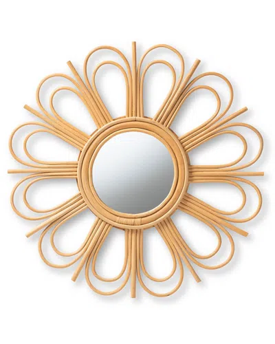 Baxton Studio Sakura Rattan Accent Wall Mirror In Brown