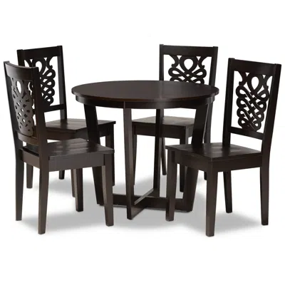 Baxton Studio Salida Dark Brown Wood 5-piece Dining Table And Chair Set