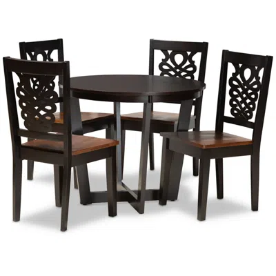 Baxton Studio Salida Two-tone Brown 5-piece Dining Table And Chair Set