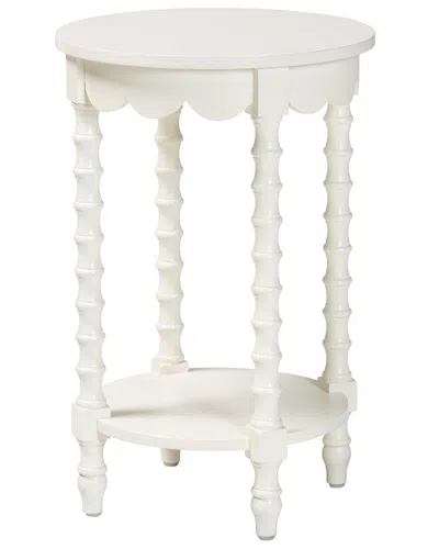 Baxton Studio Sally Round Nightstand With Bamboo Inspired Legs In White