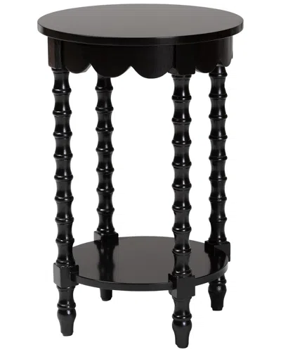 Baxton Studio Sally Round Nightstand With Bamboo Inspired Legs In Black