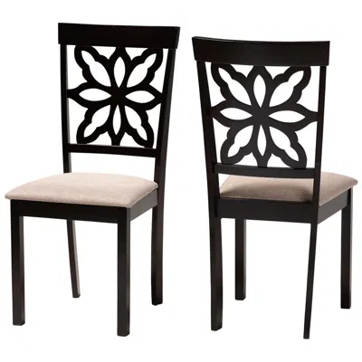 Baxton Studio Samwell Sand Fabric Upholstered Wood 2-piece Dining Chair Set In Black