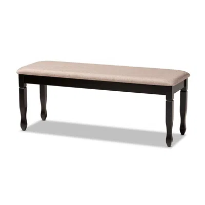 Baxton Studio Sand Fabric Upholstered And Dark Brown Finished Wood Dining Bench In Animal Print