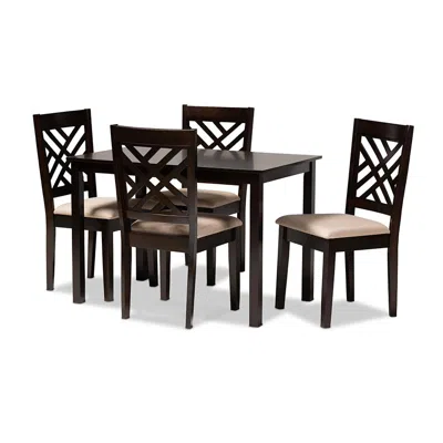 Baxton Studio Sand Fabric Upholstered Espresso Brown Finished Wood 5-piece Dining Set