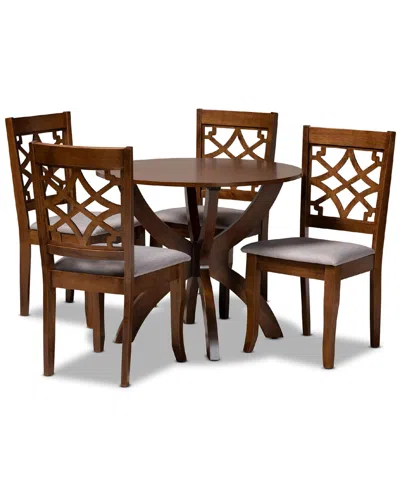 Baxton Studio Sandra Modern And Contemporary Fabric Upholstered 5 Piece Dining Set In Brown