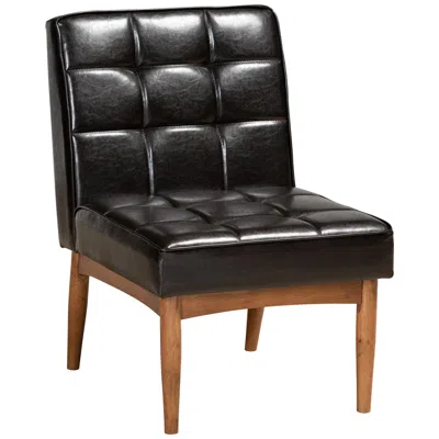 Baxton Studio Sanford Dark Brown Faux Leather Dining Chair In Black