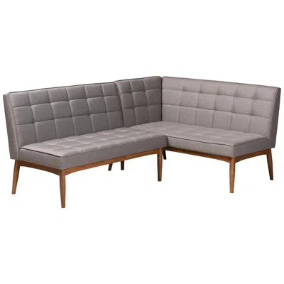 Baxton Studio Sanford Gray Fabric Tufted 2-piece Dining Nook Banquette Set