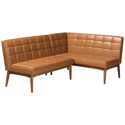 Baxton Studio Sanford Tan Faux Leather 2-piece Dining Nook Banquette Set In Brown