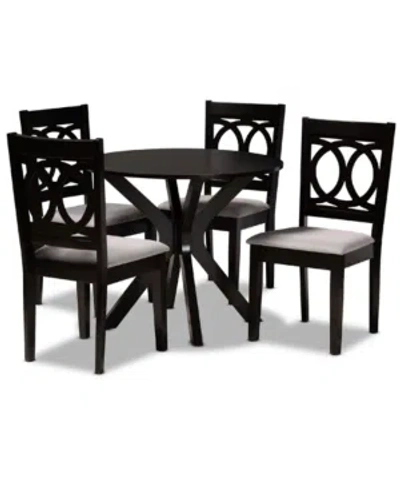 Baxton Studio Sandra Modern And Contemporary Fabric Upholstered 5 Piece Dining Set In Dark Brown