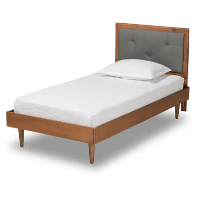 Baxton Studio Saul Dark Gray Fabric Twin Size Platform Bed In Brown