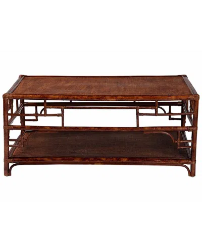 Baxton Studio Sebalio Tortoise Rattan Coffee Table With Open Shelf In Brown