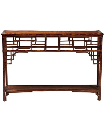 Baxton Studio Sebalio Tortoise Rattan Console Table With Open Shelf In Brown