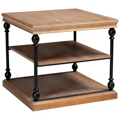 Baxton Studio Sebastian 28" Wide Gray Wash 3-tier End Table In Brown