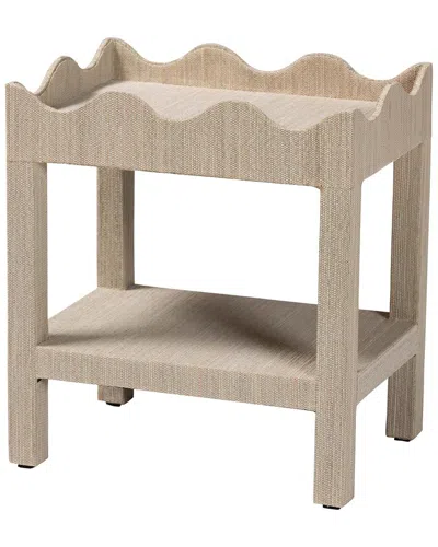 Baxton Studio Sebastian Grasscloth Scalloped End Table In Animal Print