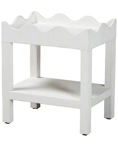 Baxton Studio Sebastian Grasscloth Scalloped End Table In Multi