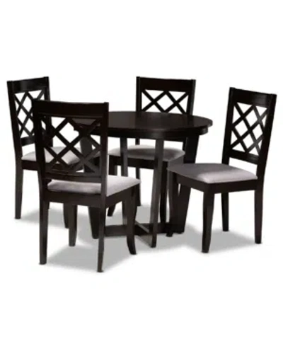 Baxton Studio Selby Modern And Contemporary Fabric Upholstered 5 Piece Dining Set In Gray