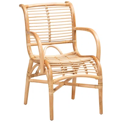 Baxton Studio Seminyak Natural Brown Rattan Lounge Chair