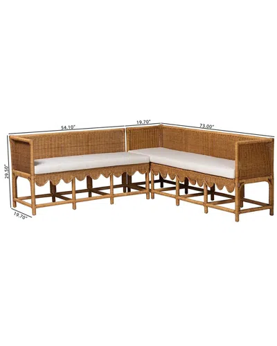 BAXTON STUDIO BAXTON STUDIO SERANAY BOHEMIAN SCALLOP RATTAN 2PC DINING NOOK SET