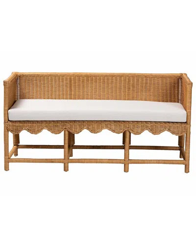 Baxton Studio Seranay Bohemian Scallop Rattan Accent Bench