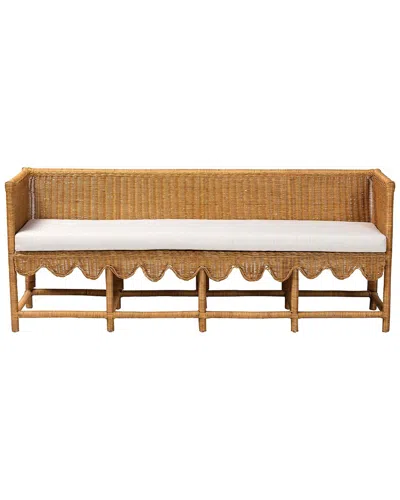 BAXTON STUDIO BAXTON STUDIO SERANAY BOHEMIAN SCALLOP RATTAN LONG DINING BENCH