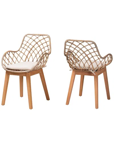 Baxton Studio Set Of 2 Ballerina Modern Bohemian Rattan Dining Chairs