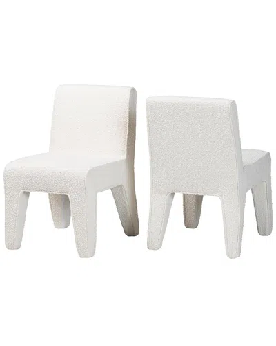 Baxton Studio Set Of 2 Helios Boucle Dining Chairs In White