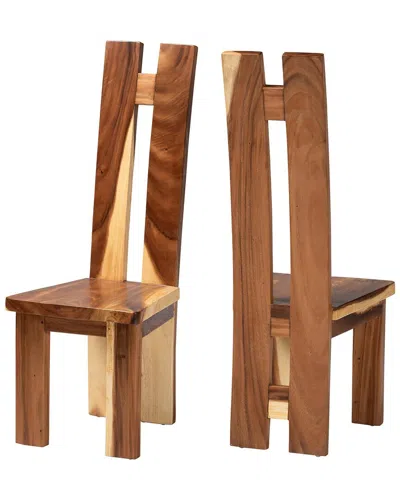 Baxton Studio Set Of 2 Lin Suar Wood Dining Chairs In Brown