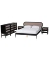 Baxton Studio Shirin Mid-century Queen 4pc Bedroom Set With 2 Nightstands