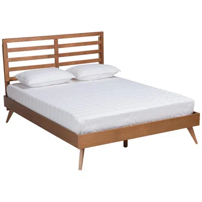 Baxton Studio Shiro Ash Walnut Wood Full Platform Bed