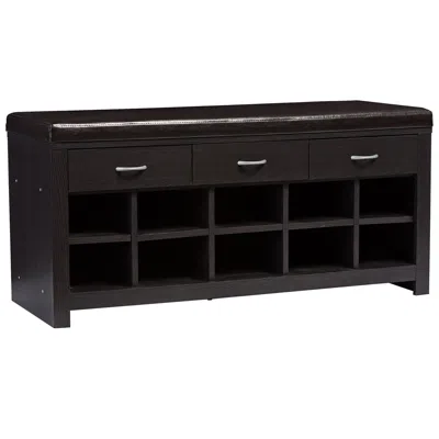 Baxton Studio Shoe Storage 41 3/4" Wide Espresso Leather Entryway Bench