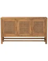 Baxton Studio Sibu Bohemian Rattan & Reclaimed Wood Cabinet