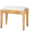 Baxton Studio Sofia Modern Bohemian Mahogany & Rattan Ottoman