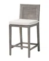 Baxton Studio Sofia Rattan Counter Stool With Mahogany Wood Frame In Gray