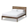 Baxton Studio Solid Walnut Wood Slatted Headboard Style Full Size Platform Bed