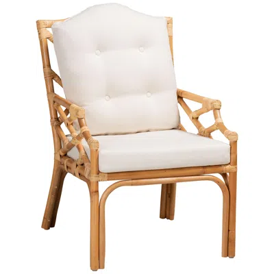 Baxton Studio Sonia Natural Rattan Accent Armchair In White