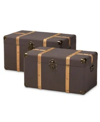 BAXTON STUDIO STEPHEN MODERN AND CONTEMPORARY TRANSITIONAL FABRIC UPHOLSTERED 2 PIECE STORAGE TRUNK SET