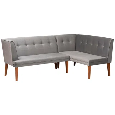Baxton Studio Stewart Gray Velvet Fabric Tufted Corner Benches Set Of 2